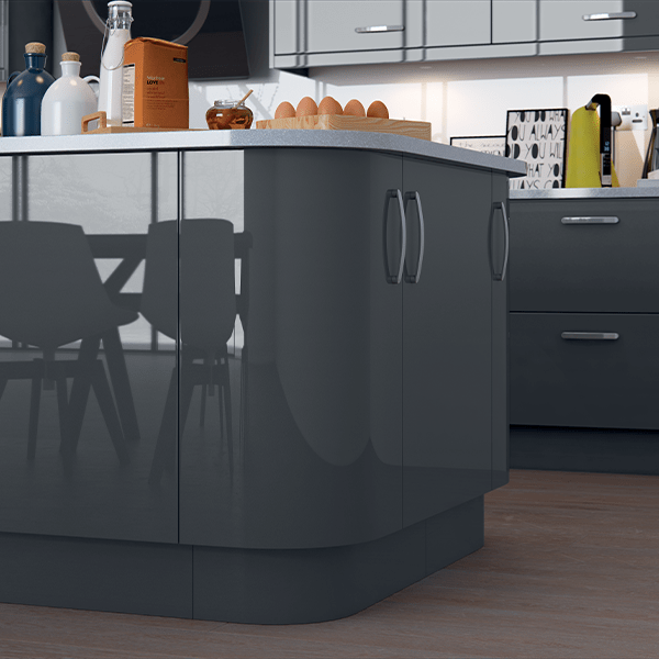 kitchen with gloss grey replacement kitchen doors